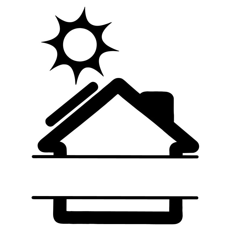 Solar panel on house with sun