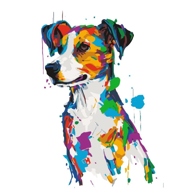 Bunter Hund mit Farbspritzern