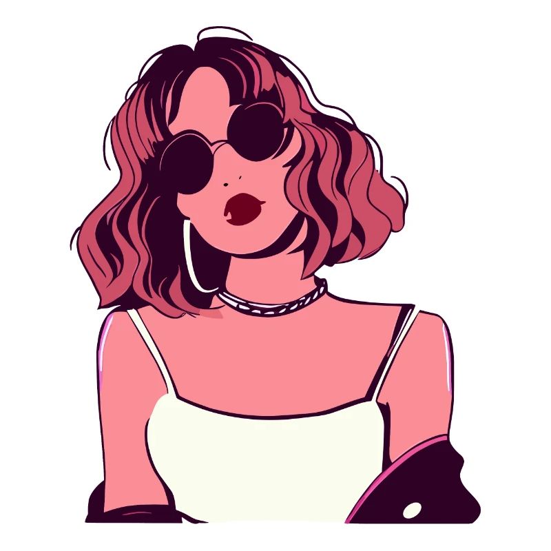 Femme rétro rose avec des lunettes