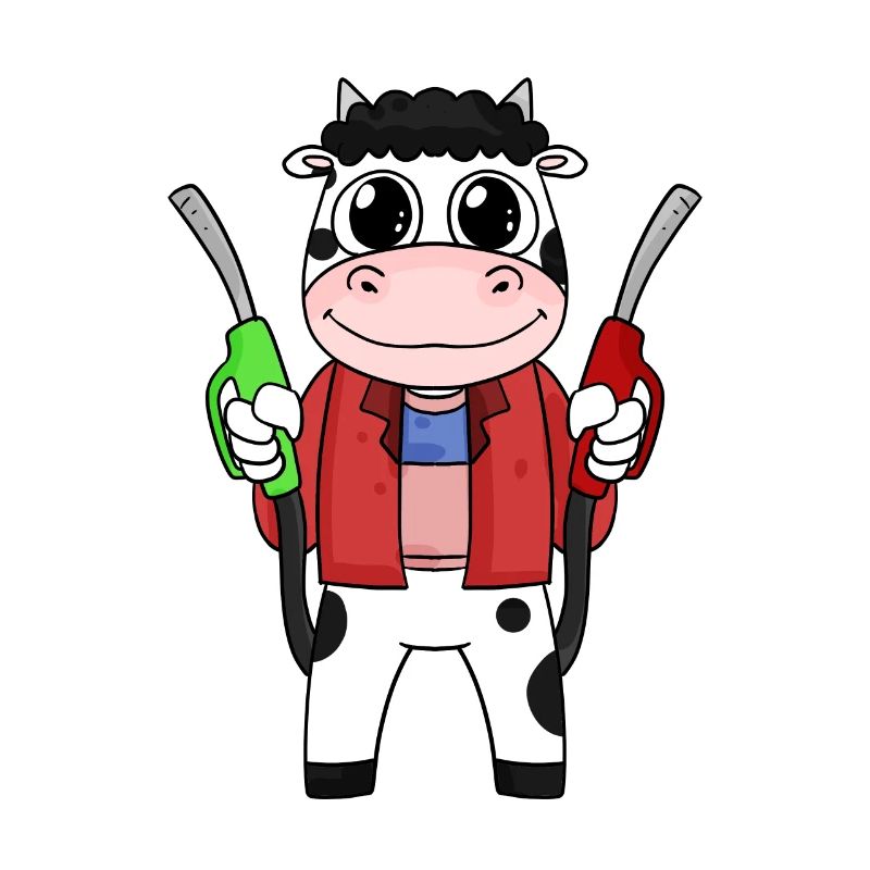 Préposé à la station-service station d’essence vache