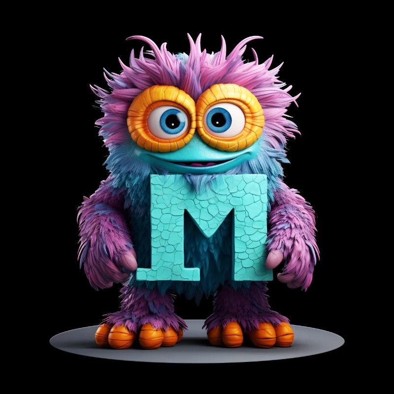 Mehrfarbiges Monster mit Buchstabe M