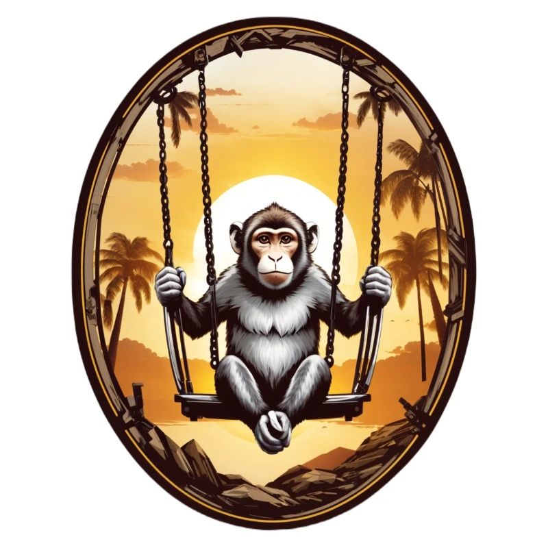 Singe sur balançoire