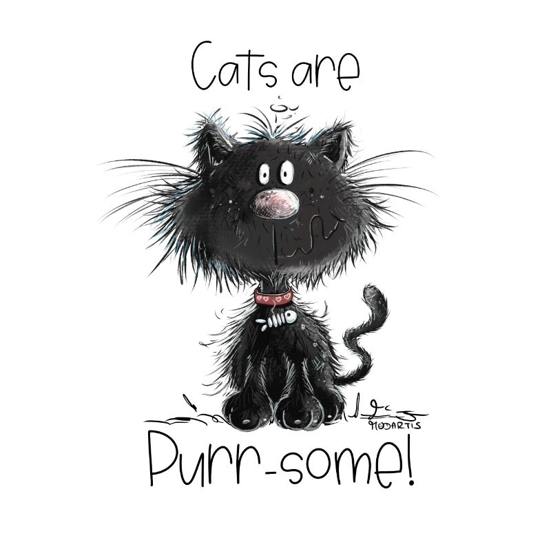 Droll black cat with cats saying