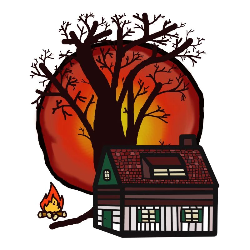 Maison, Bâtiment, Propriété, Arbre, Feu De Camp, Nature, Soleil
