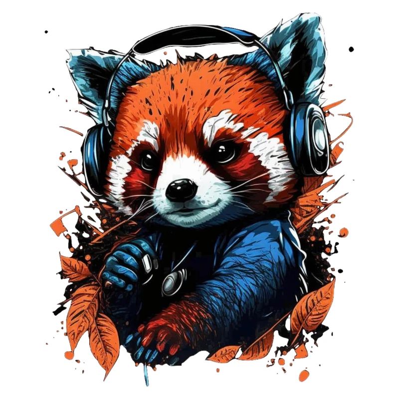 Panda roux mélomane mignon