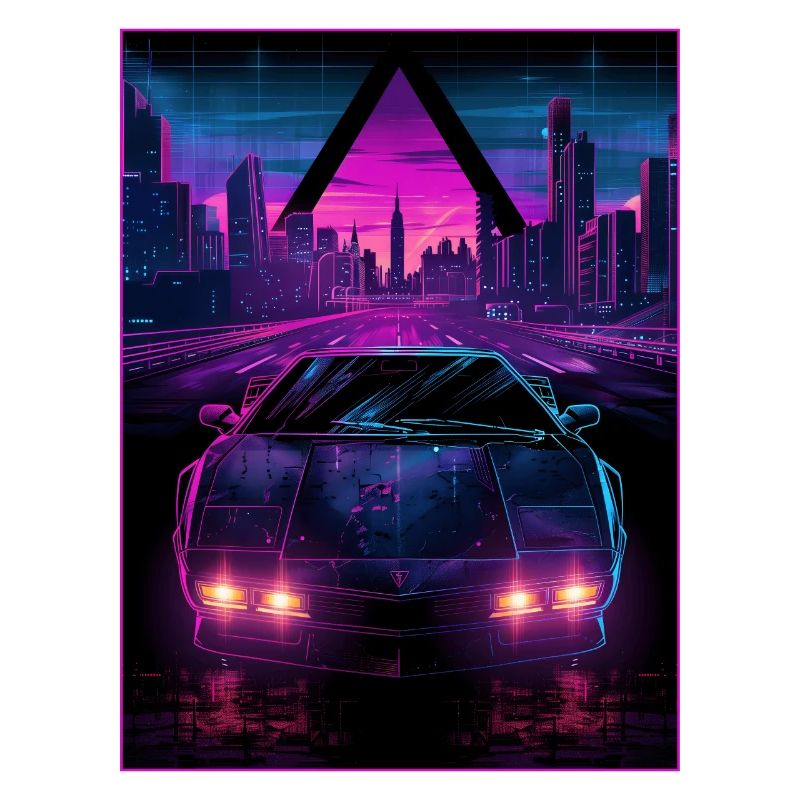 80s 90s Synthwave Car City Retro Vaporwave