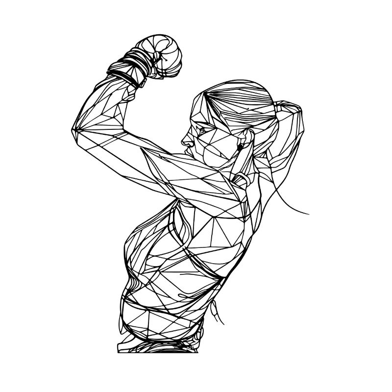 Dessin au trait de boxeuse féminine