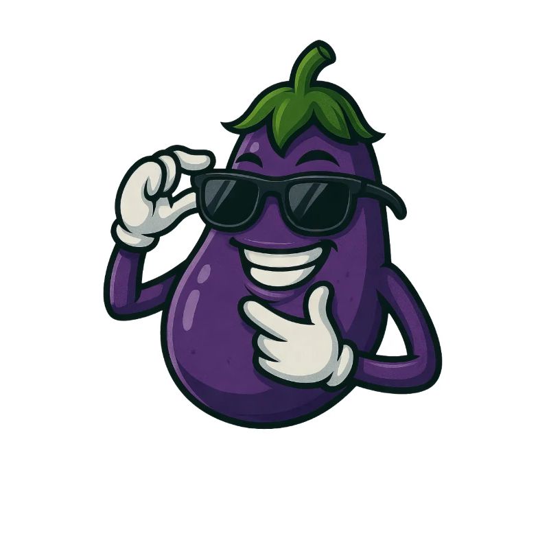 Cool eggplant vegetable design with sunglasses