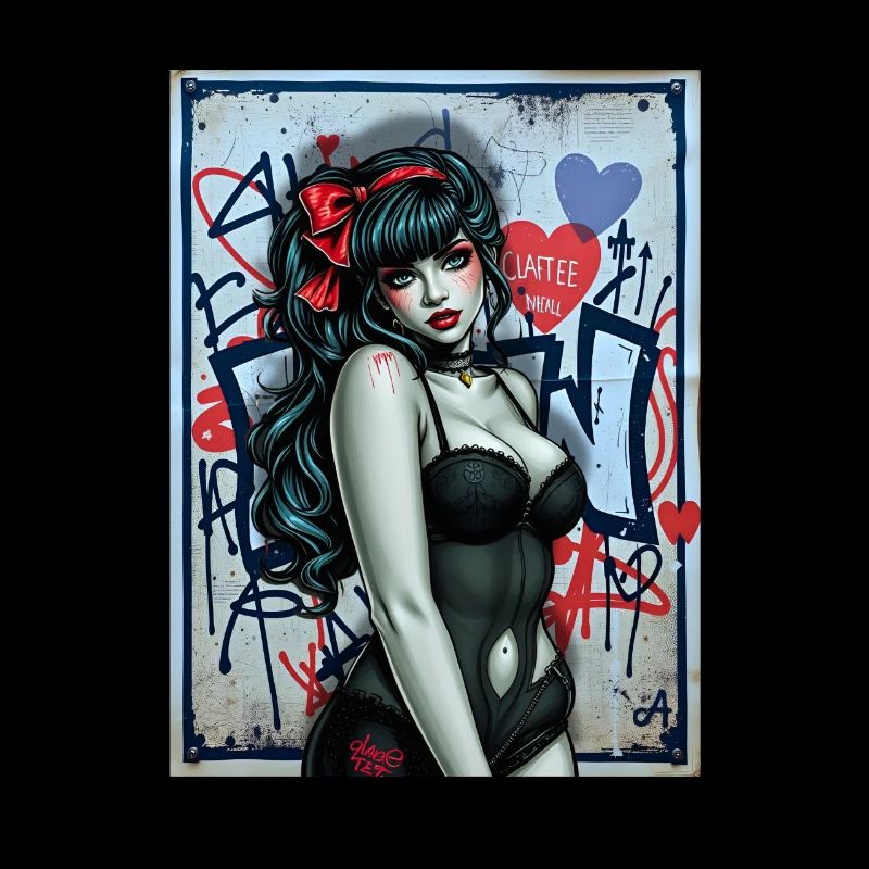 Gothic-Illustration mit urbanem Graffiti