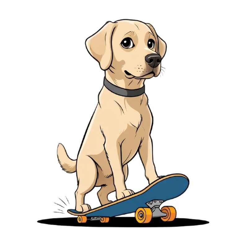 Labrador on Skateboard Illustration