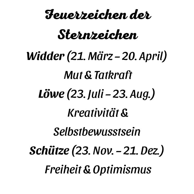 Feuerzeichen der Sternzeichen