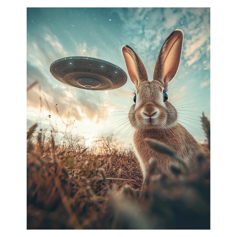 Rabbit selfie with UFO