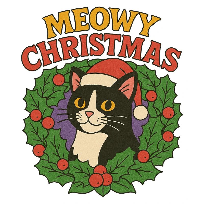 Festliches Katzen-Weihnachtskranz-Design