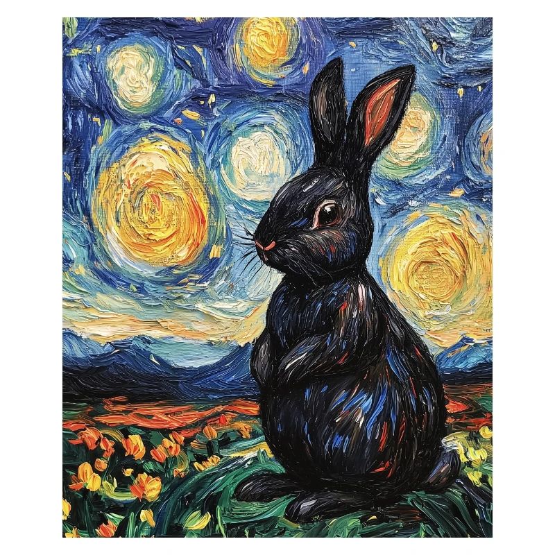 Bunny Van Gogh Style Starry Night