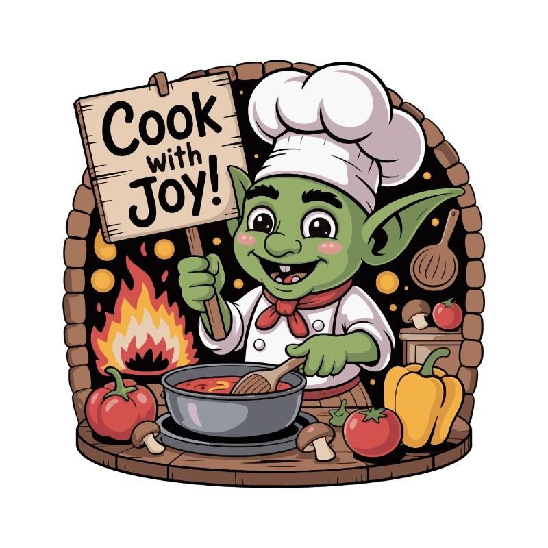 Whimsical Goblin Chef Illustration