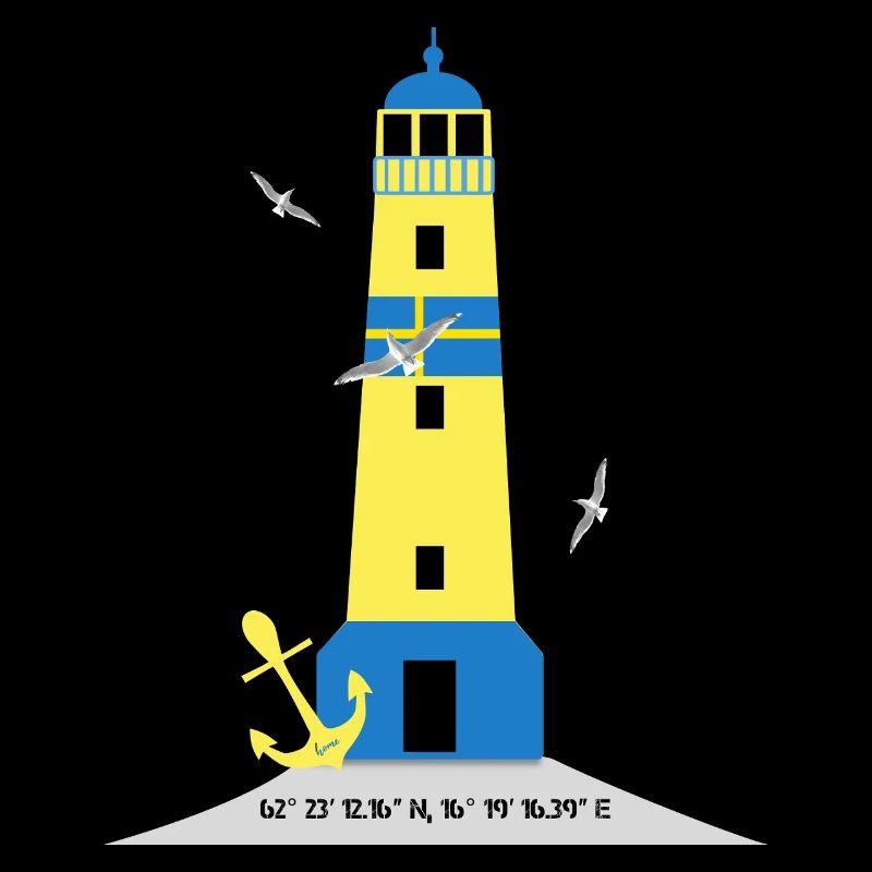 Leuchtturm mit Anker und Möwen