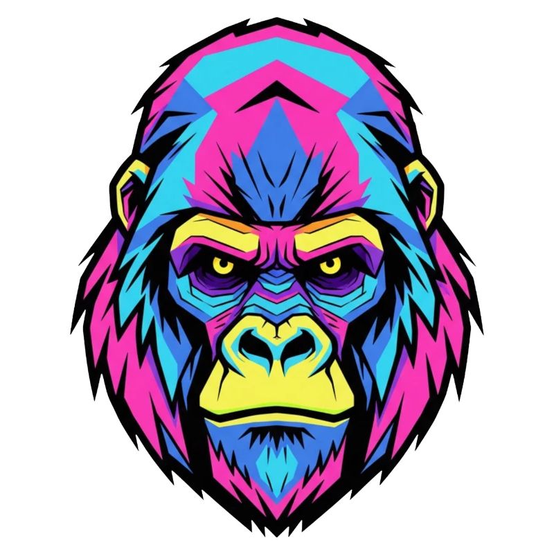 Neon Gorilla Art Illustration