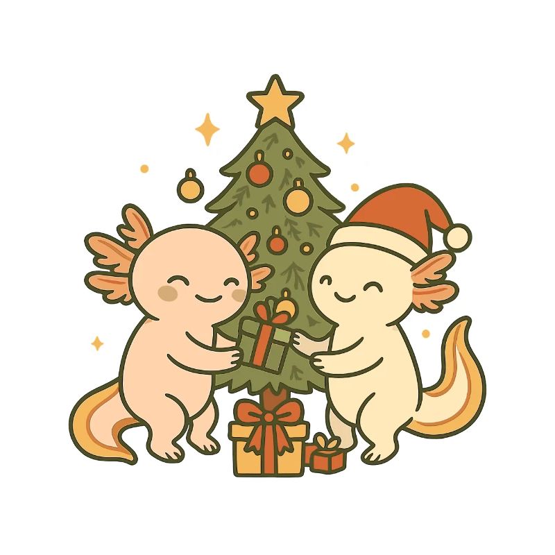 Weihnachts Axolotl – Mit Baum & Geschenken