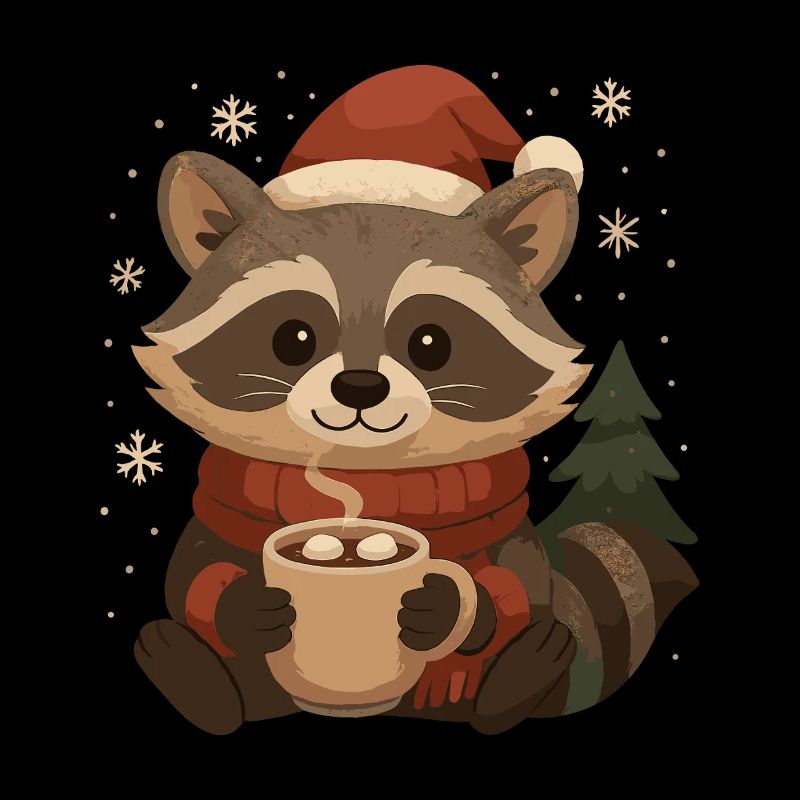 Weihnachts Waschbär mit Kakao