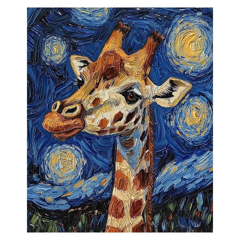 Giraffe Van Gogh Style Starry Night