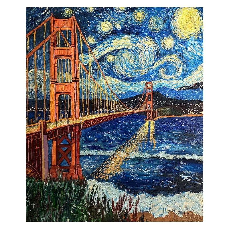 San Francisco Golden Gate Bridge Van Gogh Style