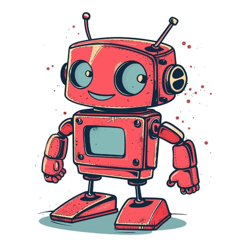 Retro Robot Cartoon Sticker