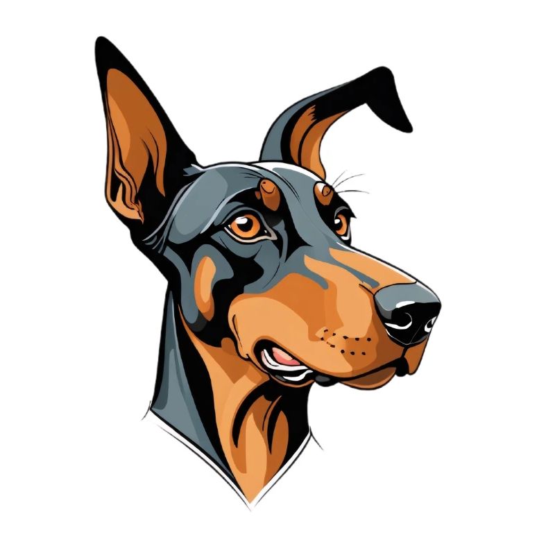 Dobermann Kopf Cartoon Illustration