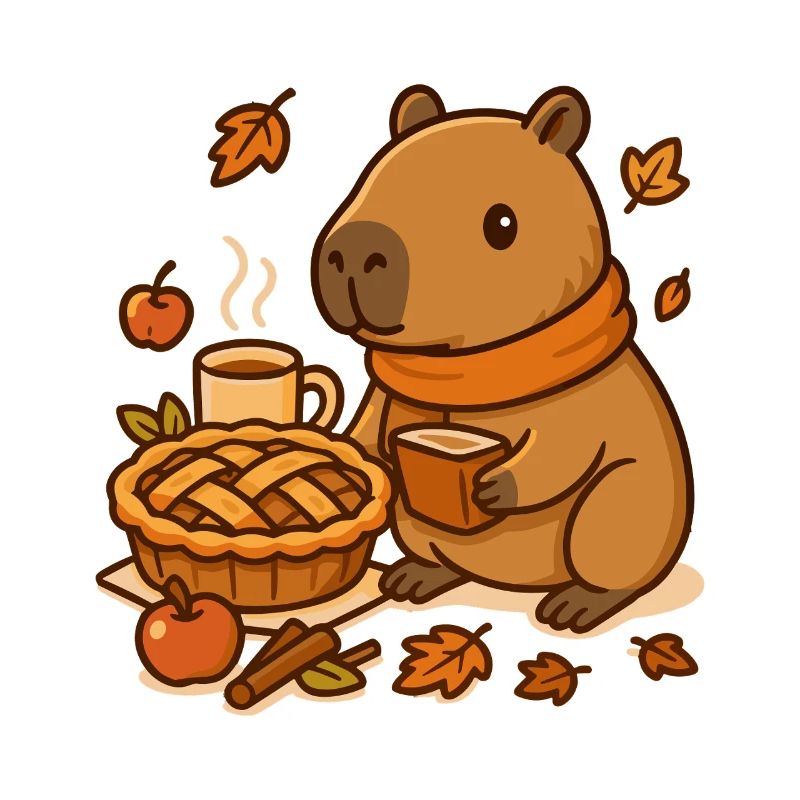Capybara Apple Pie – Cozy Autumn Moment