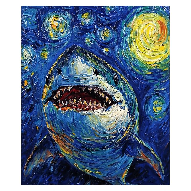 Hai Fisch Van Gogh Style Starry Night