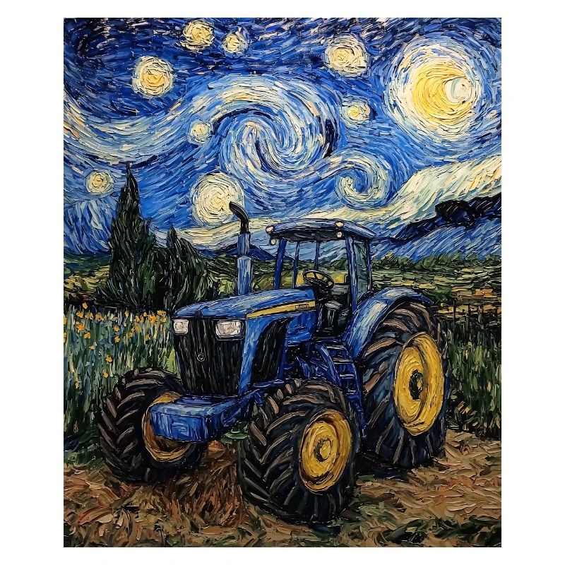 Traktor Bauer Landwirt Van Gogh Style