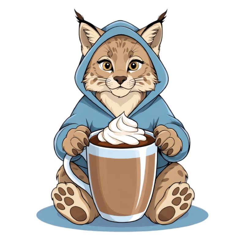 Luchs mit Heissem Getränk