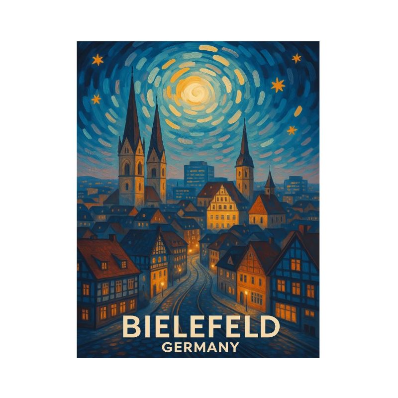 Bielefeld : panorama nocturne : ligne d’horizon