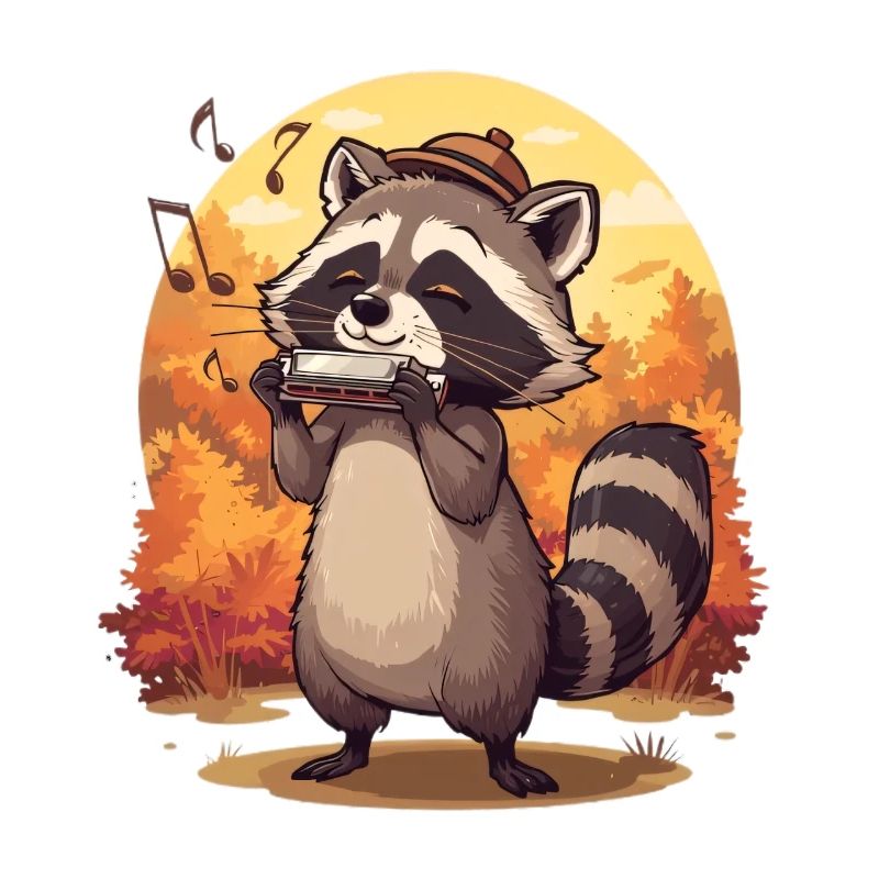 Herbstlicher Waschbärenharmonika