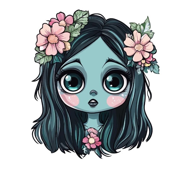 Blaues Blumenmädchen mit Krone