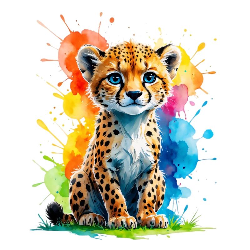 Éclaboussure colorée de petit guépard