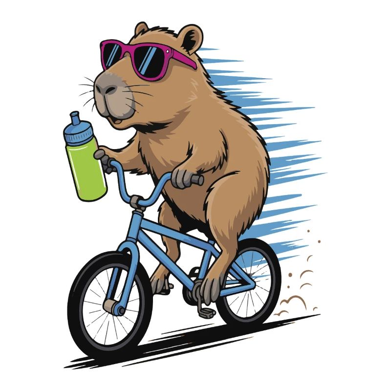 Castor à vélo avec des lunettes de soleil