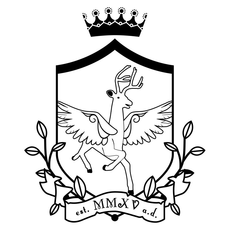 Winged deer – noble heraldic animal forest