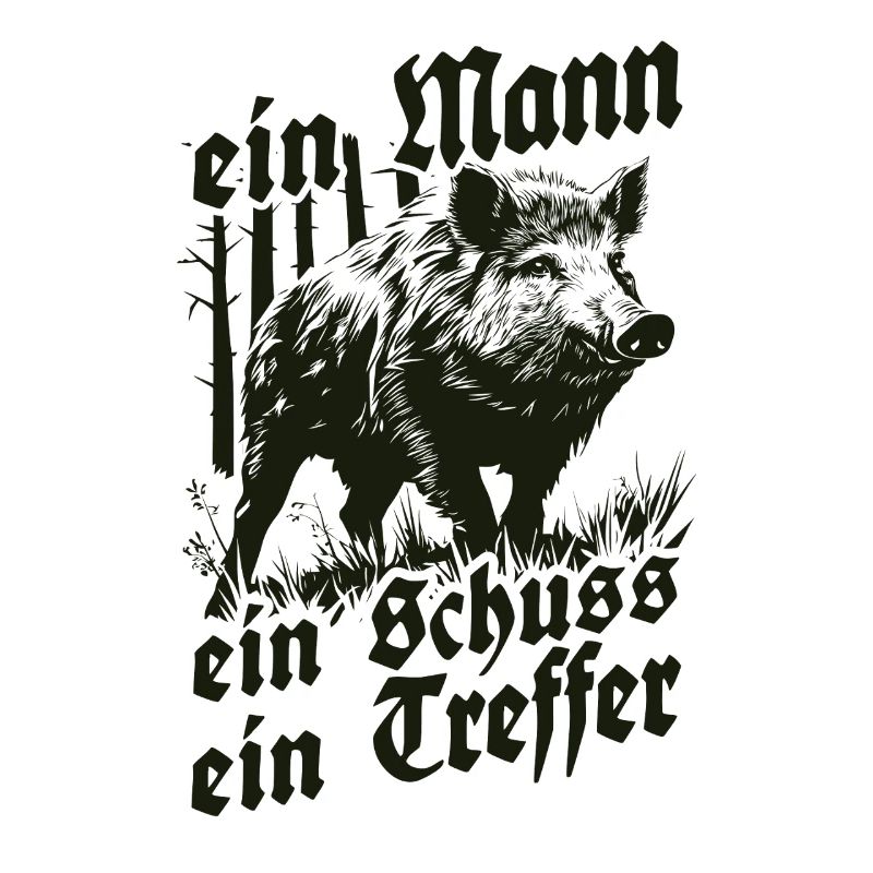 Ein Mann ein Schuss ein Treffer Wildschwein Jagd