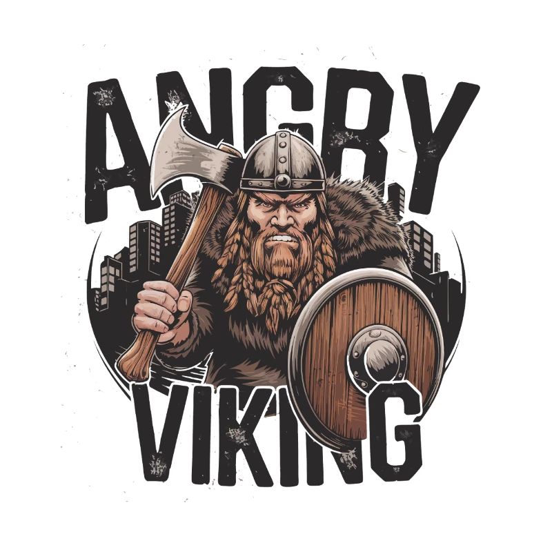 Angry Viking with Axe and Shield