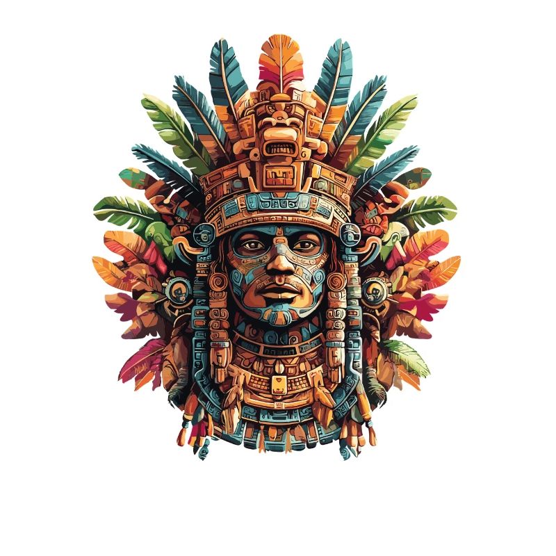 Aztekische Maske mit bunten Federn