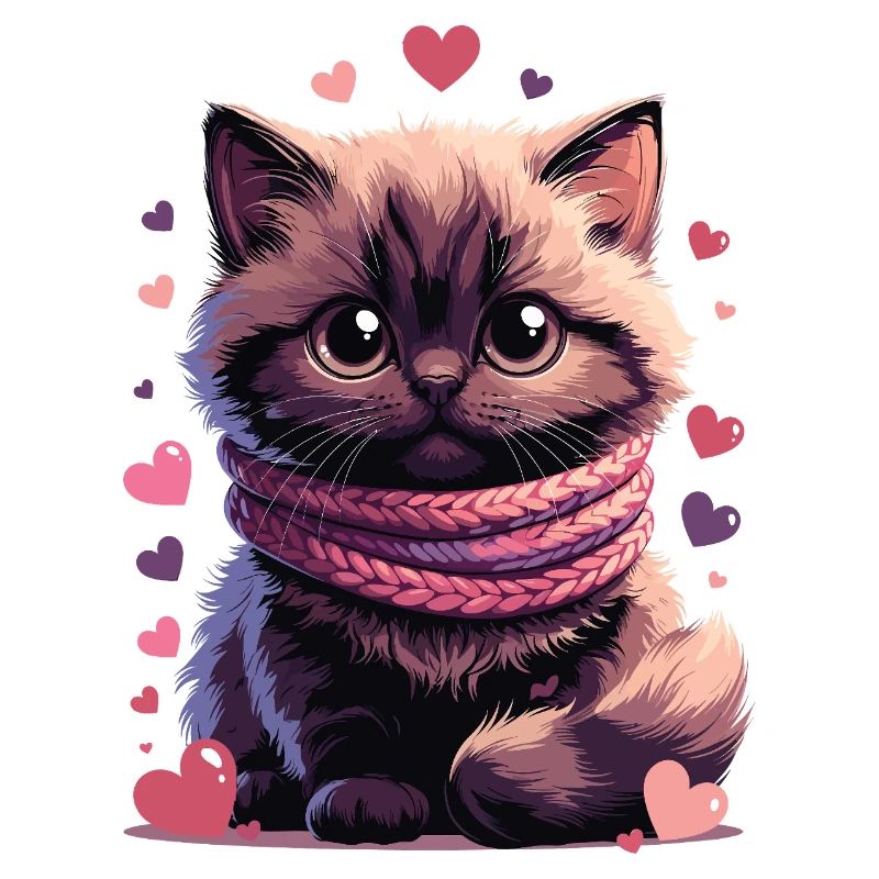 Chaton douillet écharpe rose