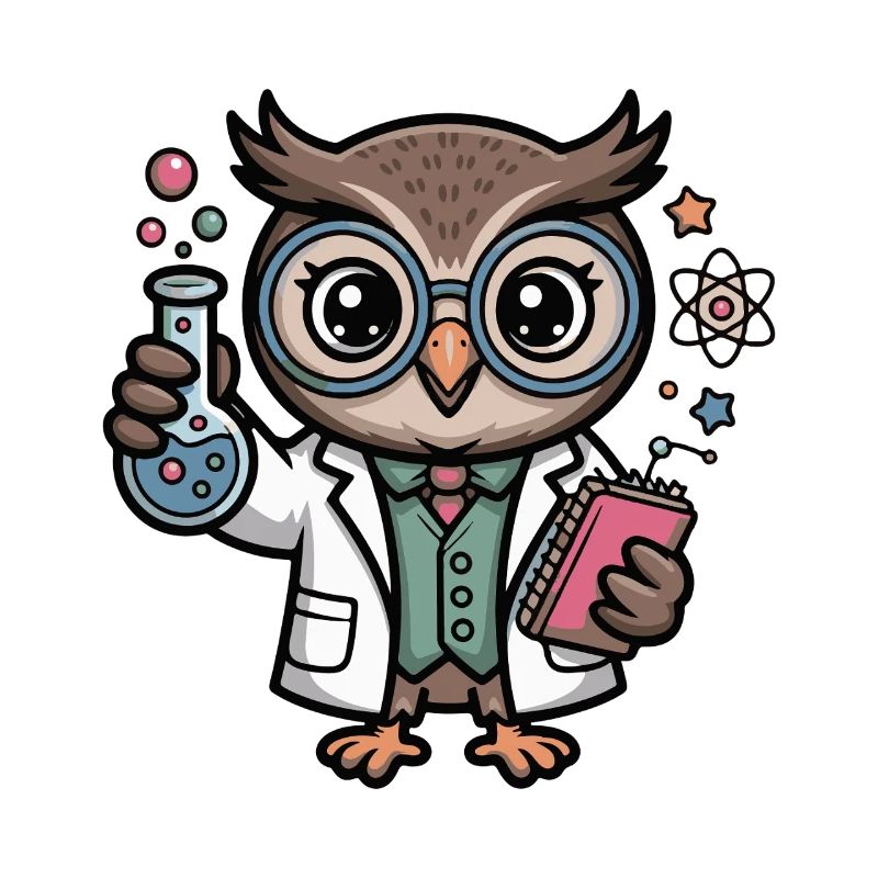 Labor-Eule als Wissenschaftler-Comic