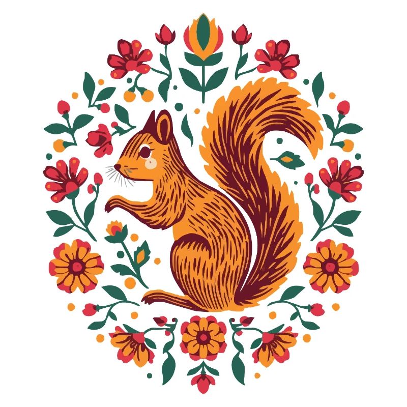 Eichhörnchen im Blumenkranz