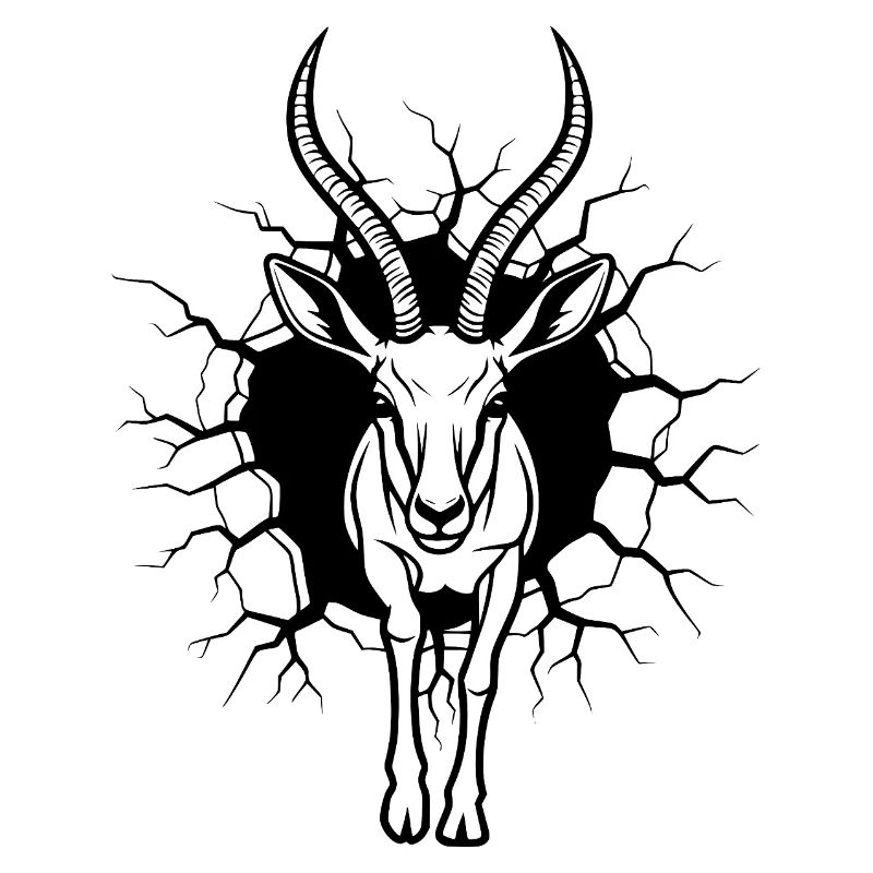 Illustration noir-blanc de la percée murale antilope