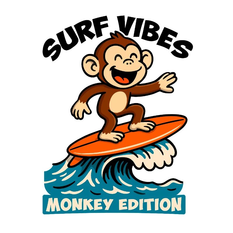 Surf Vibes, Monkey Edition. Glücklicher Surfaffe