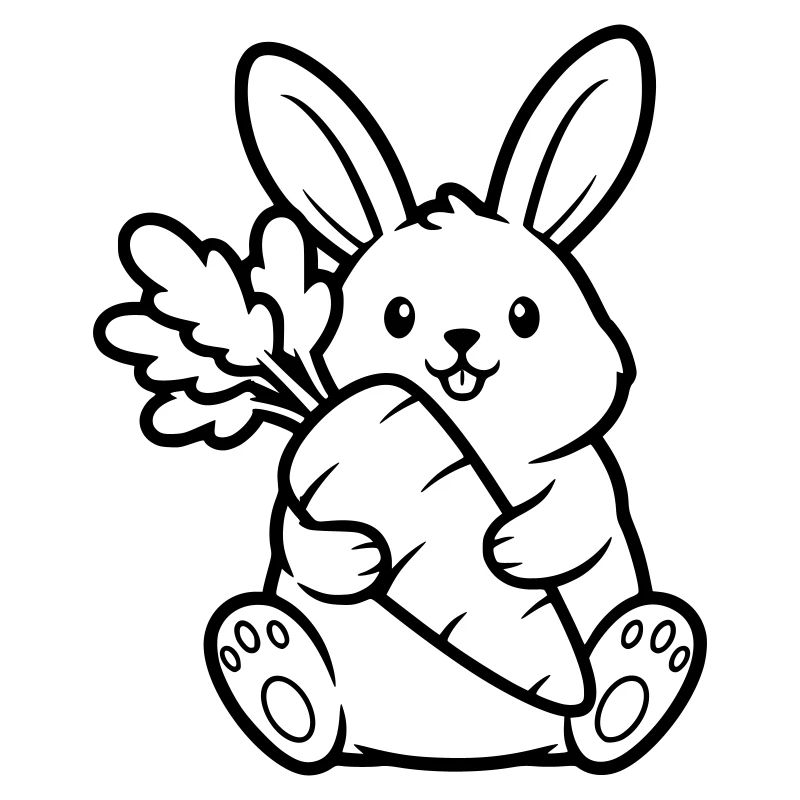 Bunny with carrot carrot coloring vector