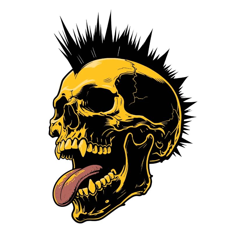 Skull Mohawk Punk Rocker Totenkopf