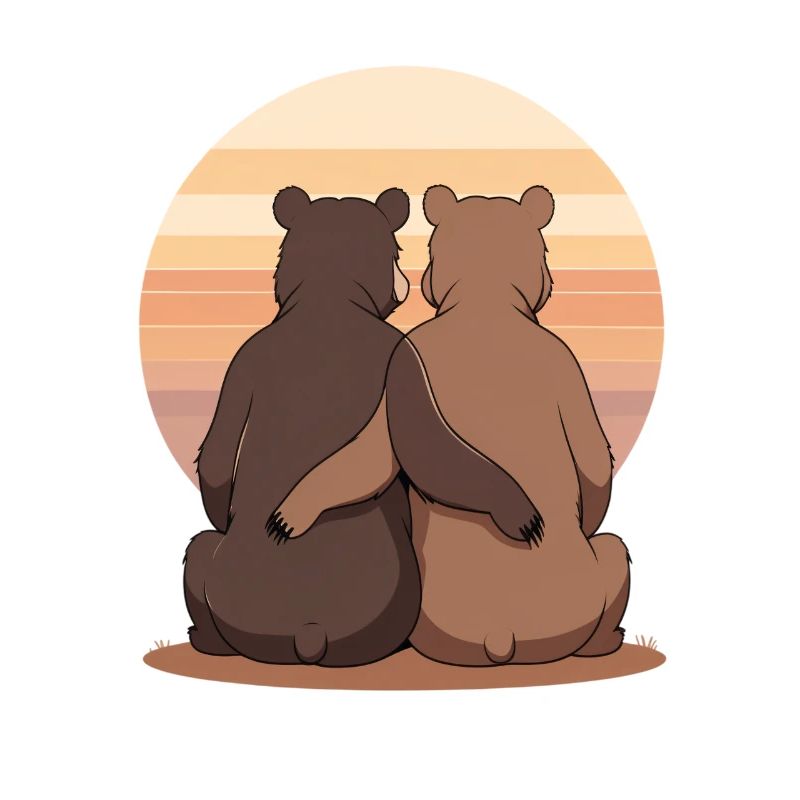 Duo d’ours au coucher du soleil