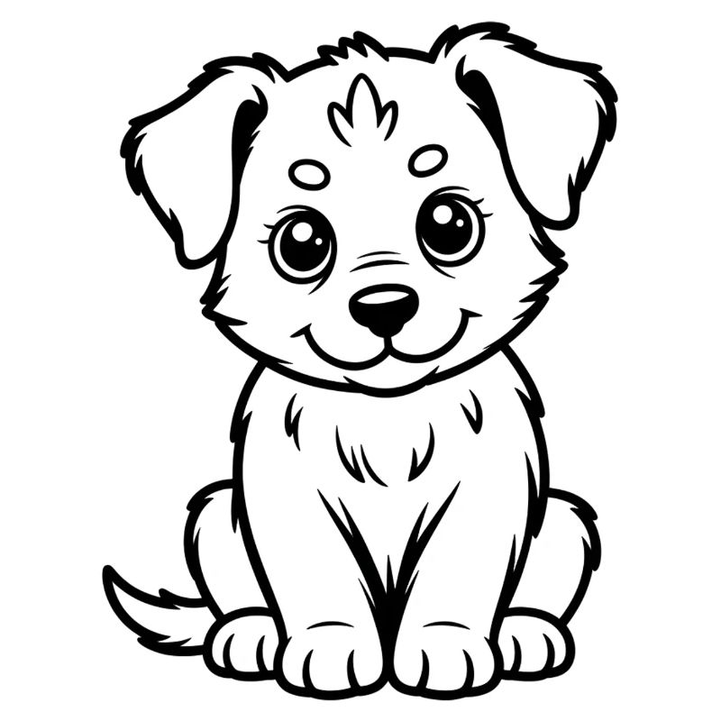 Kuschelhund Linienzeichnung