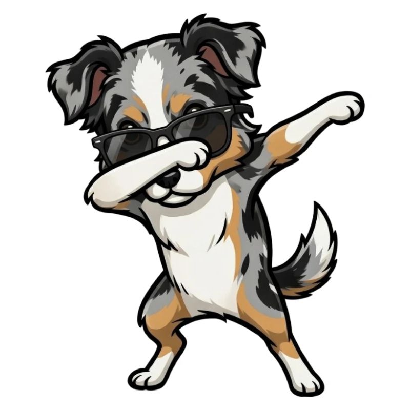 Dabbing Australian Shepherd